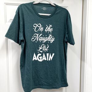 Christmas Graphic Shirt Women’s Large T-Shirt Holiday Green Funny Office Party